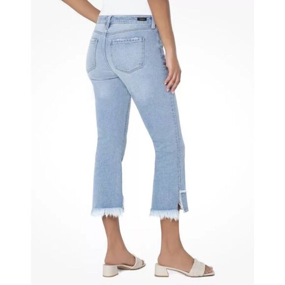 Liverpool Women’s 4 Hannah Cropped Flare Jeans Light Wash Fringe Denim - Picture 2 of 8